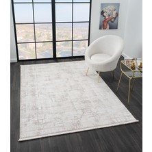 Cotto Home Vista VS010A Beyaz Halı Modern Desenli Antialerjik Pamuk Taban Yıkanabilir Salon Halısı Yatak Odası