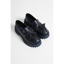 MFT Ayakkabı Kadın Günlük Rahat Püsküllü Loafer Lacivert