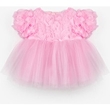 Le Mabelle Pembe  Gül Detaylı Kız Bebek Elbise - Elina