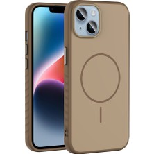 No 7 Tech iPhone 13 Kılıf M-Safe Şarj Özellikli Zore Tea Kapak - Gold