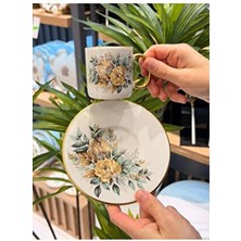 Onedekor 6'lı Green Flower Kahve Fincan Takımı