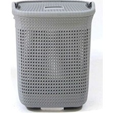 Asil Konsept 52 Lt Örgü Desenli Plastik Çamaşır Sepeti Çamaşır Selesi Temiz Kirli Çamaşır Sepeti
