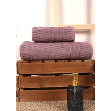 Mira Home 2 Parça Banyo Havlu Takımı %100 Pamuklu Çubuk Desen Mor