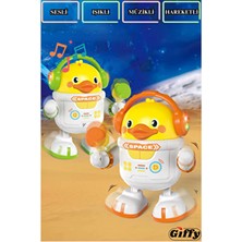 Giffy Oyuncak Işıklı Sesli Müzikli Hareketli Dans Eden Kulaklıklı Dansçı Ördek Robot (1 Adet Fiyatıdır)