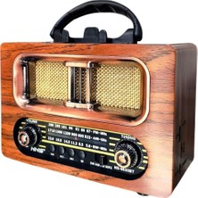 Nostaljik Ahşap Tasarımlı Bluetooth Hoparlör | Fm/am Radyo Destekli Şarjlı ve Taşınabilir Retro Radyo Model-4