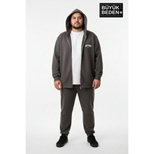 Superlife Erkek Büyük Beden Fermuarlı Kapüşonlu New York Baskılı Ince Sweatshirt Hırka SPR26BHR923