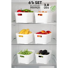 Meleni Home 6'lı Çok Amaçlı Buzdolabı Düzenleyici 3800 ml Beyaz Plastik Malzeme ile Mutfak ve Banyo İçin