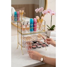 Evstyle Üç Çekmeceli Aynalı Takı ve Makyaj Düzenleyici - Kozmetik Organizeri