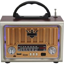 Nostaljik Ahşap Tasarımlı Bluetooth Hoparlör | Fm/am Radyo Destekli Şarjlı ve Taşınabilir Retro Radyo Model-2
