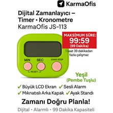 KarmaOfis Dijital Kronometre Mavi • Pembe Tuşlu Timer • 99 Dakika Zamanlayıcı Alarm