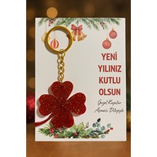  yılbaşı hediyelik yonca epoksi anahtarlık 8 adet