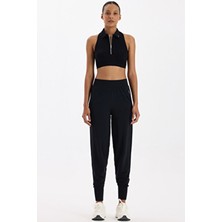 Cepli Dikişsiz Jogger Pantolon Siyah