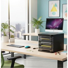 Ark 5 Çekmeceli Kilitli Plastik Evrak Rafı Siyah 38.8x27x26 cm Dayanıklı ve Pratik Kullanım