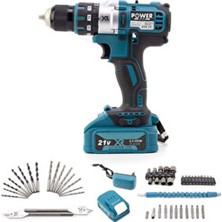 Power Black Ultra 50 Uç Setli 21V Matkap 10mm Anahtarsız Mandren ile Ergonomik Tasarım