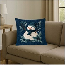 Minoza Dijital Baskılı Kardan Adam Yılbaşı Konseptli Dekoratif Kırlent Kılıfı