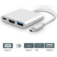 Golden Tech 3'in 1 Type-C To HDMI 4K USB 3.0 Dönüştürücü Adaptör