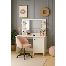 258 MoLife Lima Makyaj Masası Aynalı , Dolaplı 4 Raflı Beyaz