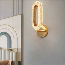 Bohem Aydınlatma Gold Kristal Elips 3 Renk LED Duvar Apliği Beyaz/sarı/günışığı