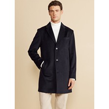 Brooks Brothers Lacivert Erkek Palto BBFW25MCB001 Regular Kalıp Uzun Kol Düz Desenli