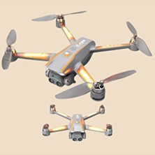 Gomarkt R22 Ultra Çift Kameralı Drone, Bej Renkli Katlanabilir Model, Çift Batarya ile Uzun Uçuş