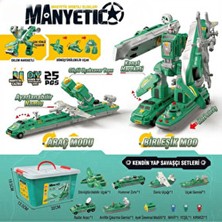 Craftivio Manyetik Dönüşen Robot Blok Seti - 25 Parça Saklama Kutulu Eğitici Askeri Araçlar Oyuncak