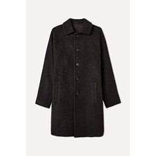 Mudo Yün Karışımlı Uzun Kaşe Kaban