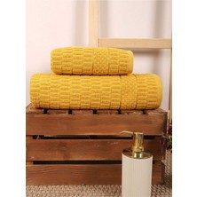 Mira Home 2 Parça Banyo Havlu Takımı %100 Pamuklu Çubuk Desen Sarı