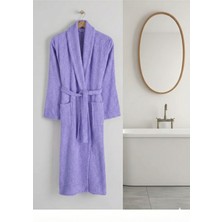 H&F Trendline %100 Pamuk Mor Büyük Beden Şal yaka Cepli Bornoz