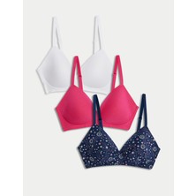 Marks & Spencer 3'lü Destekli Pamuklu T-Shirt Sütyeni Seti