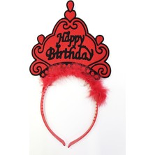 Pazarcan Happy Birthday Neon Kırmızı Renk Doğum Günü Tacı 24X15 cm