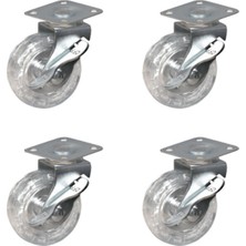 Pazarcan Furç Tablalı Bilyalı Teker (Frenli) - 20X50 - Şeffaf HKS187 - 4 Adet