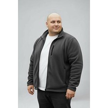 Lukitus Gri Renkli Anti Pilling Polar Mont Erkek Büyük Beden Tüylenme Yapmaz Dik Yaka