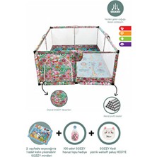 Sozzy Kız Bebek ve Çocuk Oyun Alanı 120 x 120 cm Kaymaz Yumuşak Oyun Matı Pembe Desenli Güvenli Zemin