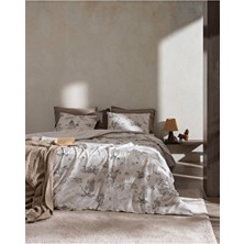 Madame Coco Henrietie Tek Kişilik %100 Pamuk Lastikli Ranforce Baskılı Nevresim Takımı - Bej