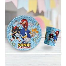 Bkmc 8 Li Mavi Renk Sonic Boom Temalı Tabak Bardak Seti Eğlenceli Doğum Günü Parti Malzemeleri