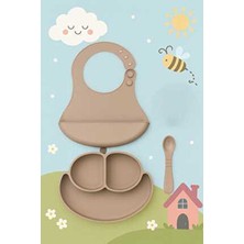 CKM Silikon Bebek Beslenme Seti 3 Parça Bej Ergonomik Tasarım ve Kolay Temizlenebilir Özellikler