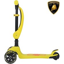 Lamborghini Lisanslı L5 2in1 Katlanabilir Oturaklı Işıklı 3 Tekerlekli Çocuk Scooter Sarı
