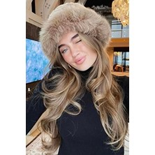 Keisy Kalın Peluş Kalpak Premium Kadın Şapka (Kahverengi)