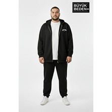 Superlife Erkek Büyük Beden Fermuarlı Kapüşonlu New York Baskılı Ince Sweatshirt Hırka SPR26BHR923