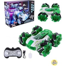 4x4 Buhar Atan Şarjlı Full Fonksiyon Uzaktan Kumandalı Akrobat Araba Duman Atar Dahili Typc-E Şarj (Yeşil)