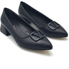 Kindep Mdr Kısa Geniş Topuklu Kadın Ayakkabı Siyah