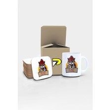 Tarz Kedi Tasarımlı Baskılı Kupa Bardak Seti, Eğlenceli Özel Hediye Mug