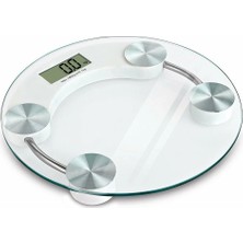 150 kg Kapasiteli, Şeffaf Şık Tasarım Yuvarlak Şeffaf Dijital Cam Baskül Terazi Tartı