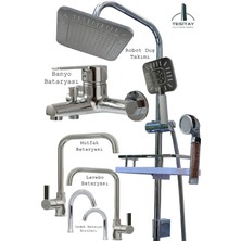 Tesitay Mutfak Lavabo Banyo Bataryaları ve Geniş Şampuanlıklı Robot Duş Seti Arsenik Serisi