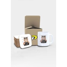 Suçlu Kedi Tasarımlı Baskılı Kupa Bardak Seti, Eğlenceli Özel Hediye Mug