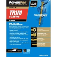 Power Pro 967887 Vidaları, 20,32 x 7,62 Cm, Çok Amaçlı Ahşap, Güverte, Kompozit ve Dış Vidaları, Pasa Dayanıklı, Bronz, 2000 Adet Kutu