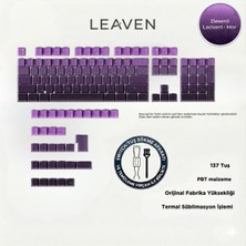 Leaven Mekanik Klavye -Pbt Çift Baskı Keycap Seti- Çizgi Desenli 133 Tuşlu Siyah-Lacivert-Mor - Tuş Takımı