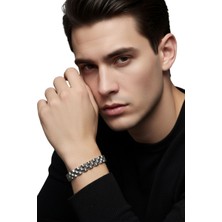 Nadide Aksesuar 316L Kordon Paslanmaz Çelik Erkek Bileklik Gümüş 316-L-KRDN-CLK-ERK-BLKLK-GMS