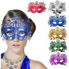 SHC4200 Metalize Hologramlı Balo Venedik Parti Maskesi 6 Renk 6 Adet