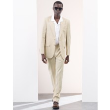 Marks & Spencer Keten Karışımlı Tailored Fit Takım Pantolonu